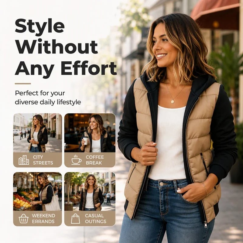 🧥👒Women's Color-Block Padded Hooded Jacket