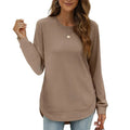 Women’s Solid High Low Hem Long-Sleeve Tops