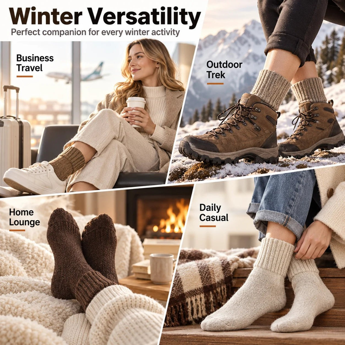 Fleece-lined and thickened winter socks