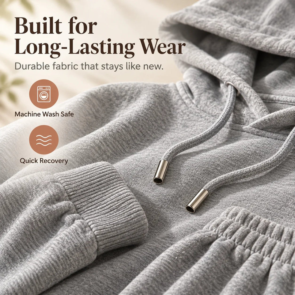 Women's Athleisure Two-Piece Set: Slimming Hooded Sweatshirt & Joggers Loungewear