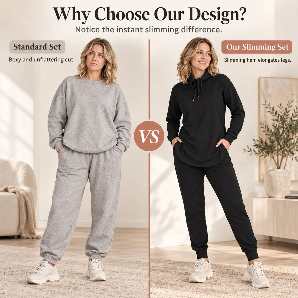 Women's Athleisure Two-Piece Set: Slimming Hooded Sweatshirt & Joggers Loungewear
