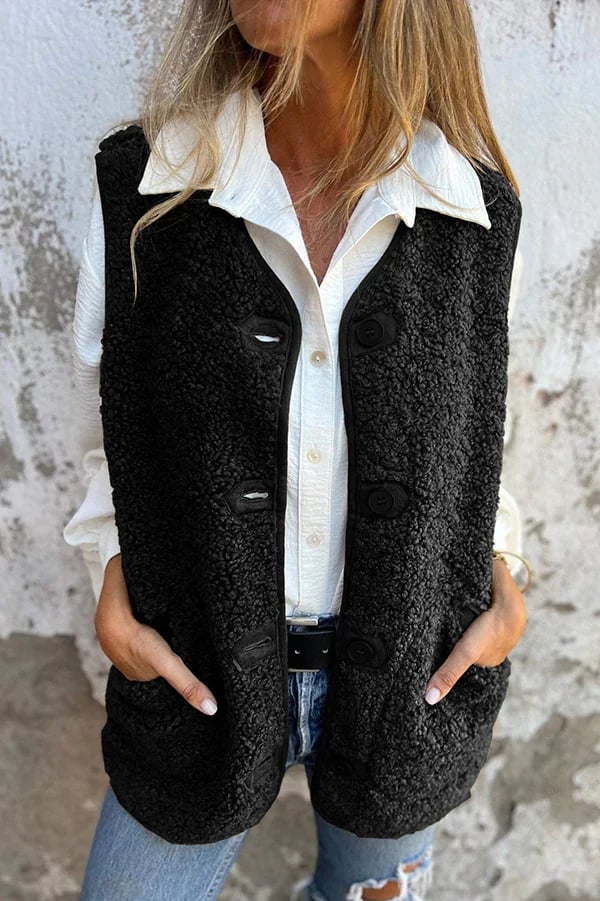 Women's Fall Button Down Short Warm Vest