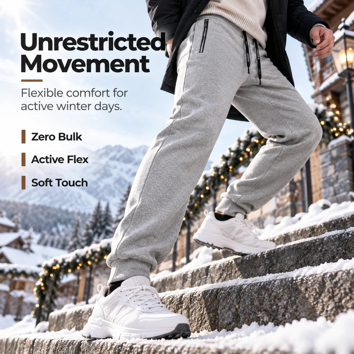 Premium Men's Lamb Velvet Lined Thermal Joggers - European Fit Winter Sweatpants