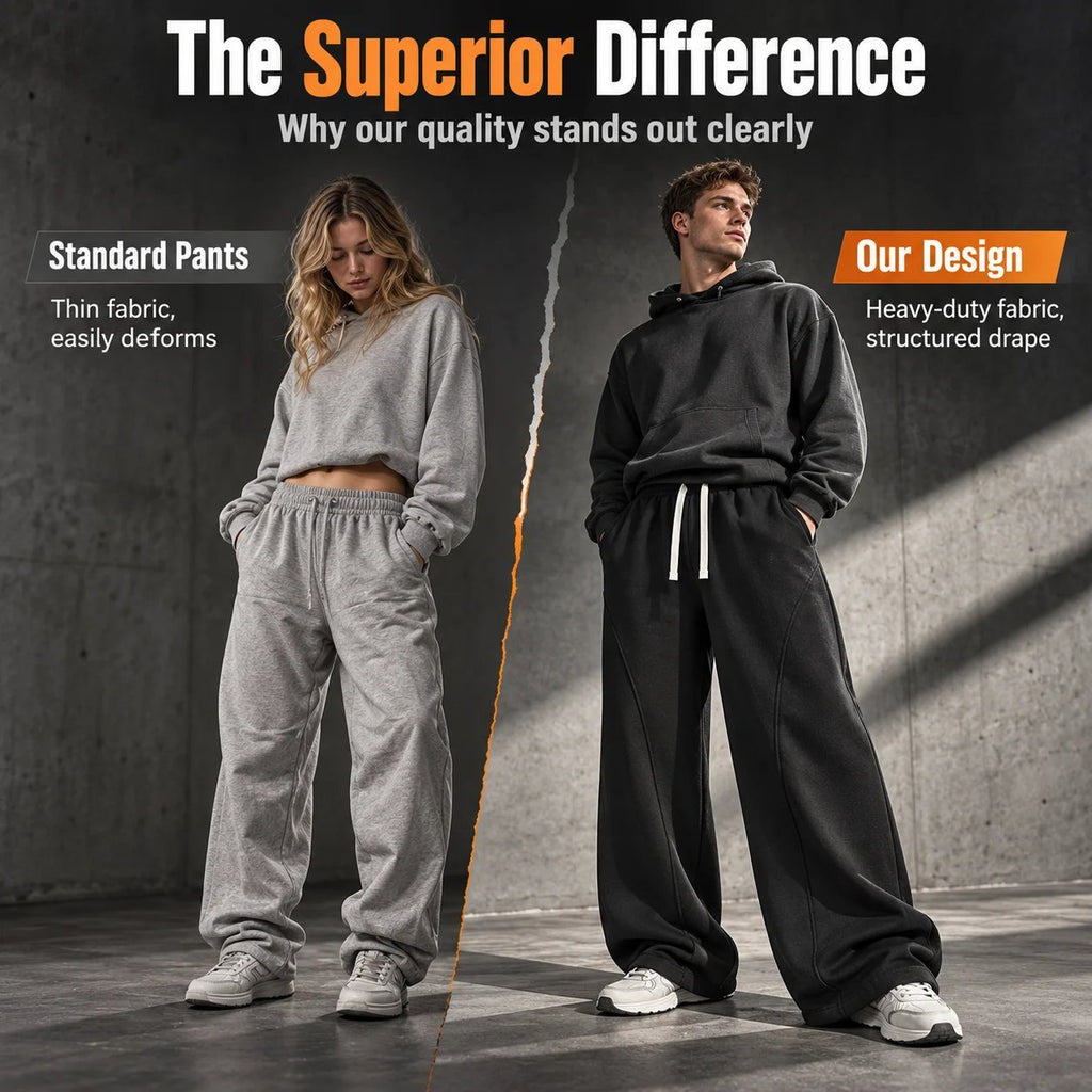 Unisex High-Waisted American Retro Wide-Leg Drawstring Sweatpants