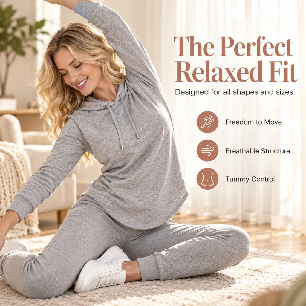 Women's Athleisure Two-Piece Set: Slimming Hooded Sweatshirt & Joggers Loungewear