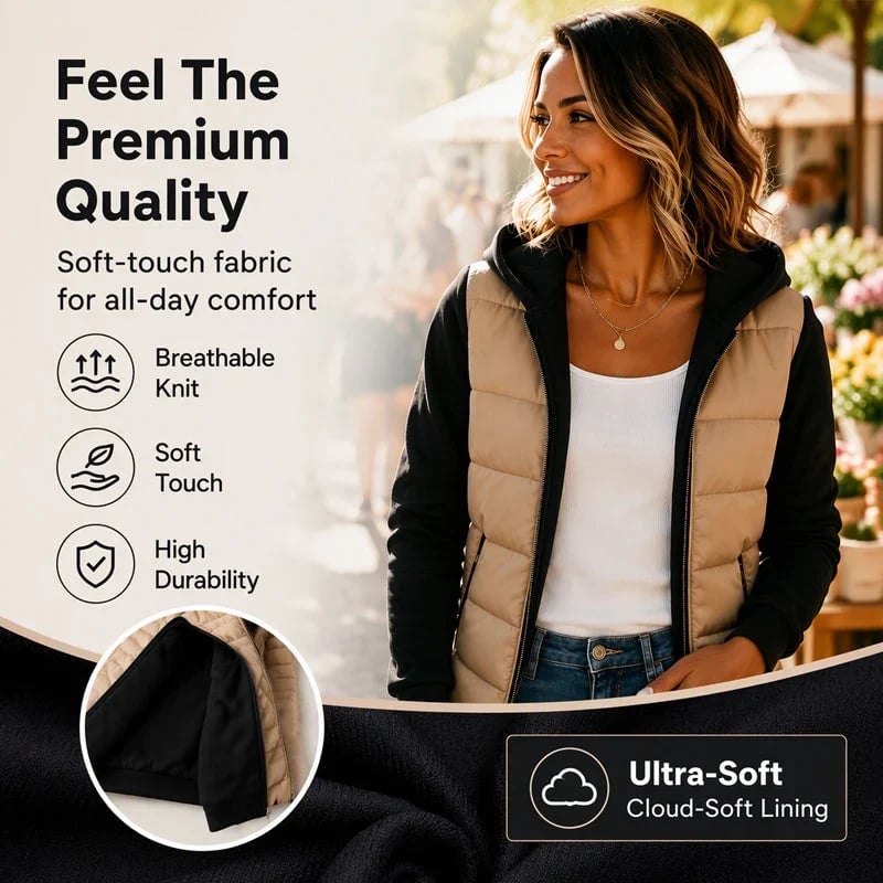 🧥👒Women's Color-Block Padded Hooded Jacket