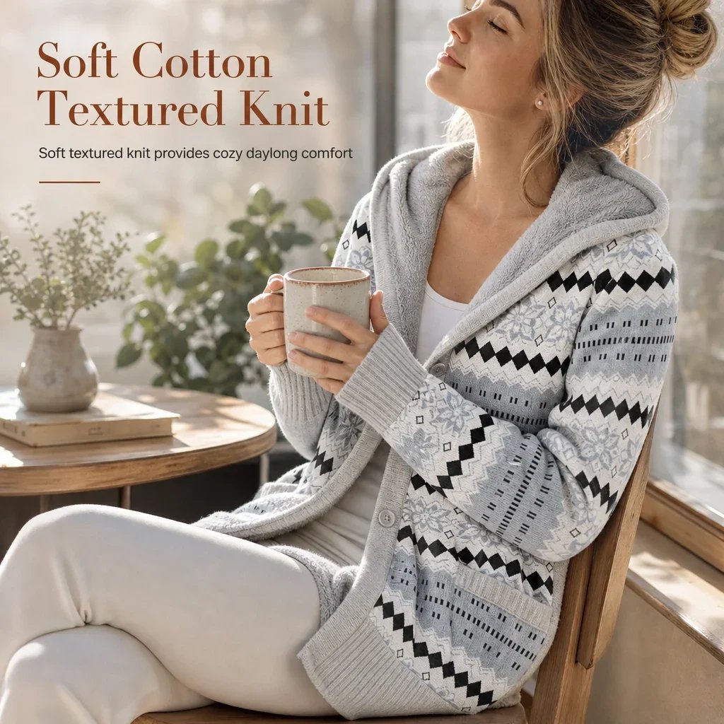 🌸Hot Sale 49% OFF💖Women's Mid-Length Hooded Knit with Cotton Lining