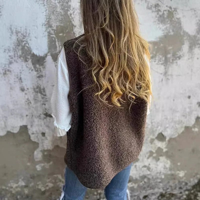 Women's Fall Button Down Short Warm Vest