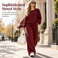 Autumn Winter Ribbed Knit Two-Piece Set Women's Casual Long Sleeve Top and Wide Leg Pants