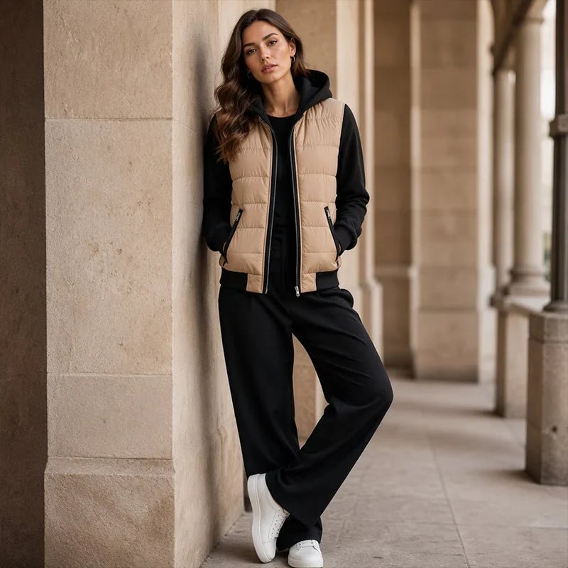 🧥👒Women's Color-Block Padded Hooded Jacket