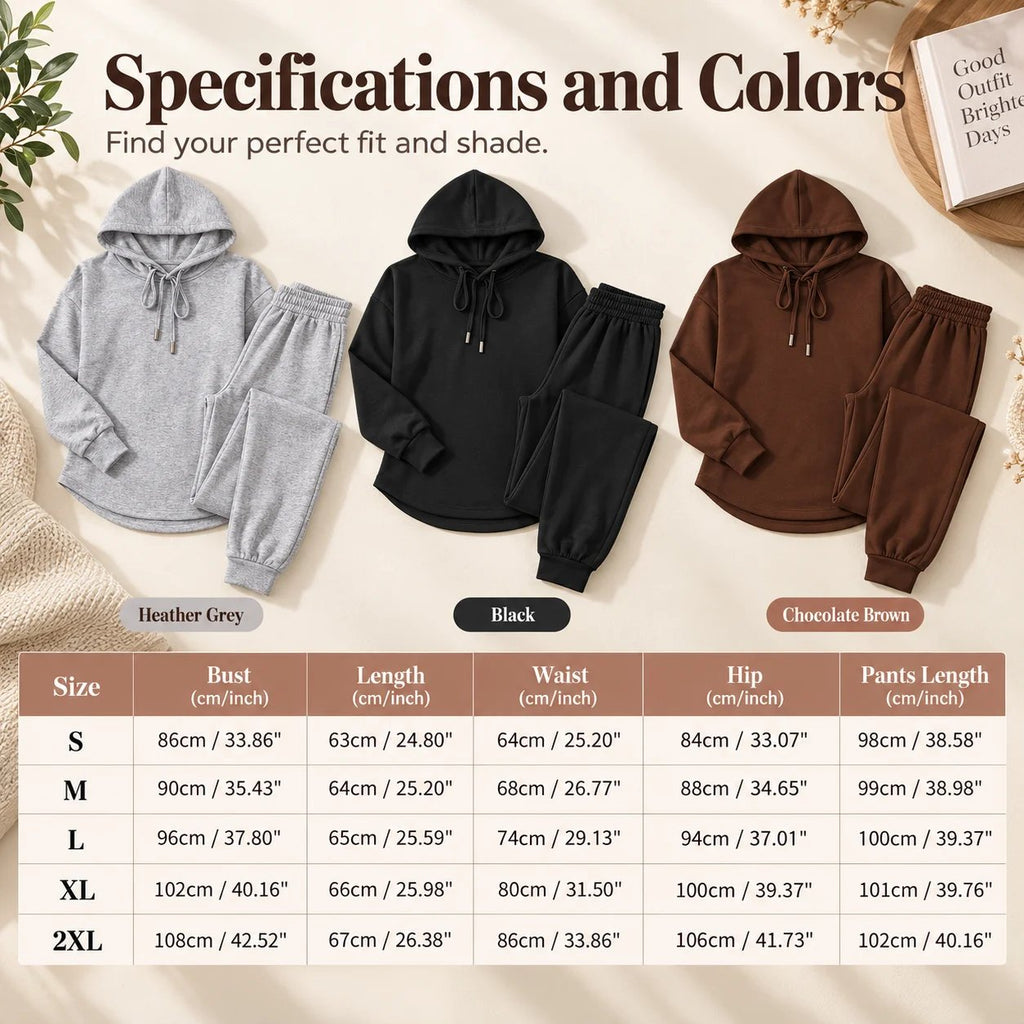 Women's Athleisure Two-Piece Set: Slimming Hooded Sweatshirt & Joggers Loungewear
