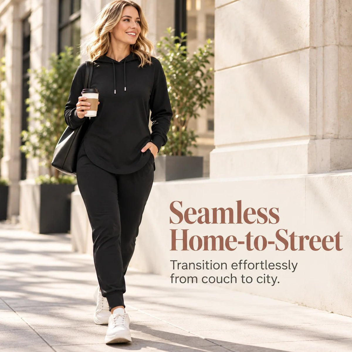 Women's Athleisure Two-Piece Set: Slimming Hooded Sweatshirt & Joggers Loungewear