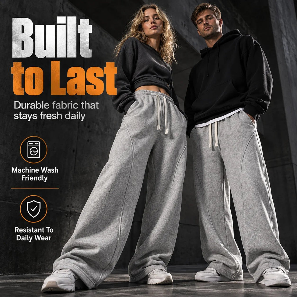 Unisex High-Waisted American Retro Wide-Leg Drawstring Sweatpants