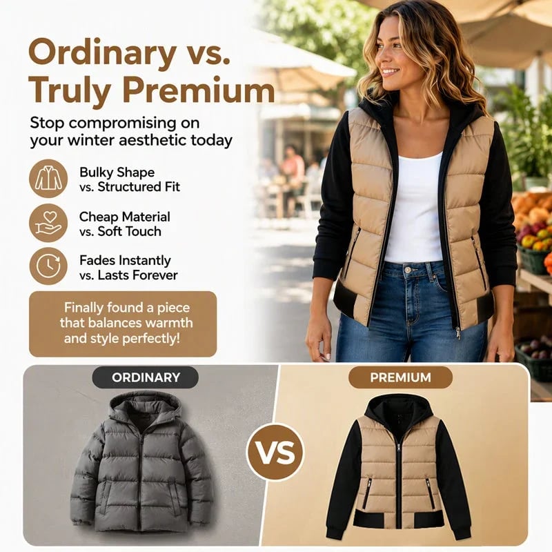 🧥👒Women's Color-Block Padded Hooded Jacket