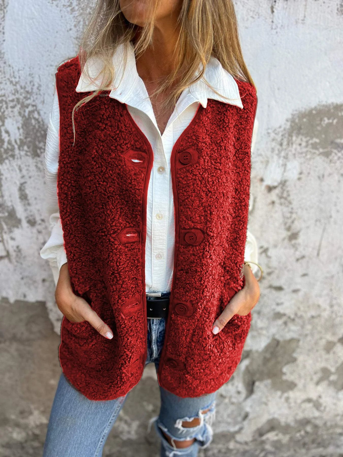 Women's Fall Button Down Short Warm Vest