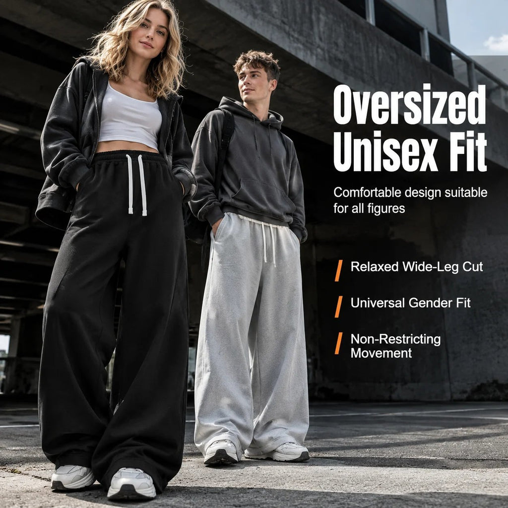 Unisex High-Waisted American Retro Wide-Leg Drawstring Sweatpants